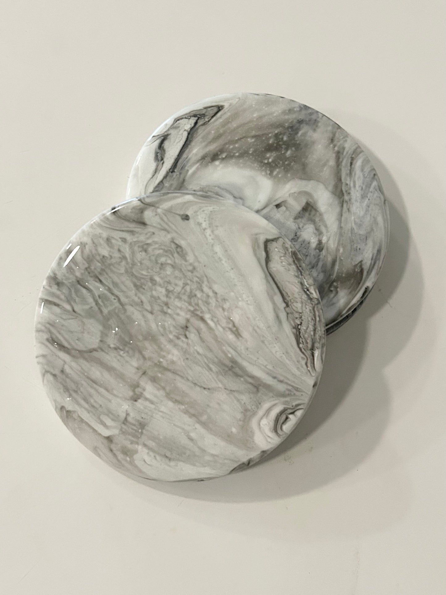 Ceramic Resin Coasters - White Marble