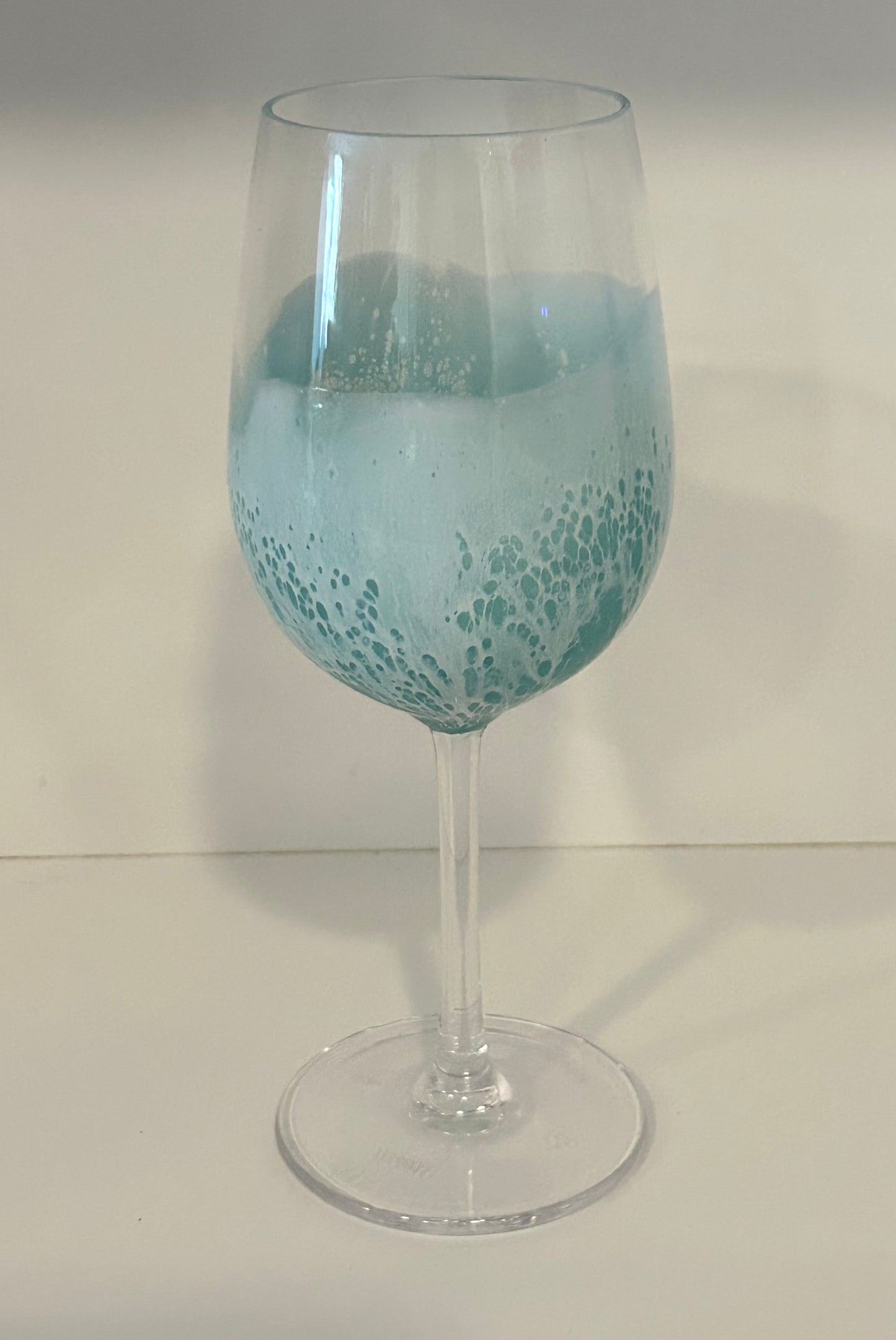 Glass Wine Glass with Stem - Okinawa Blue