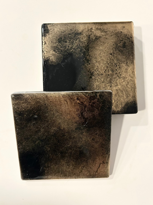 Ceramic Resin Coasters - Black/Gold