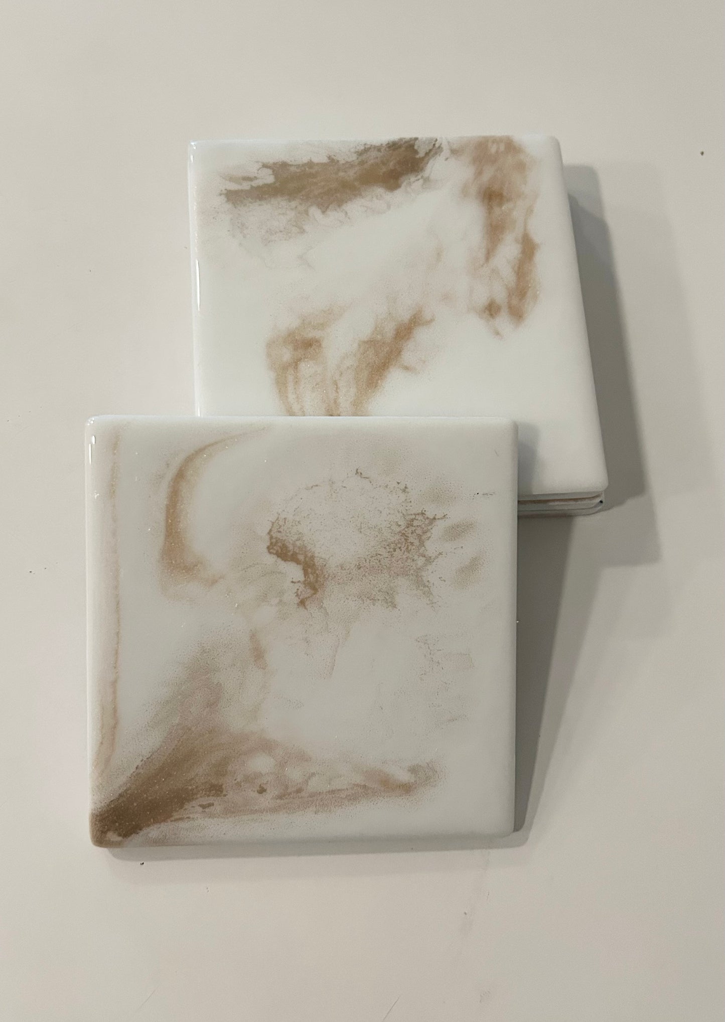 Ceramic Resin Coasters - White/Gold