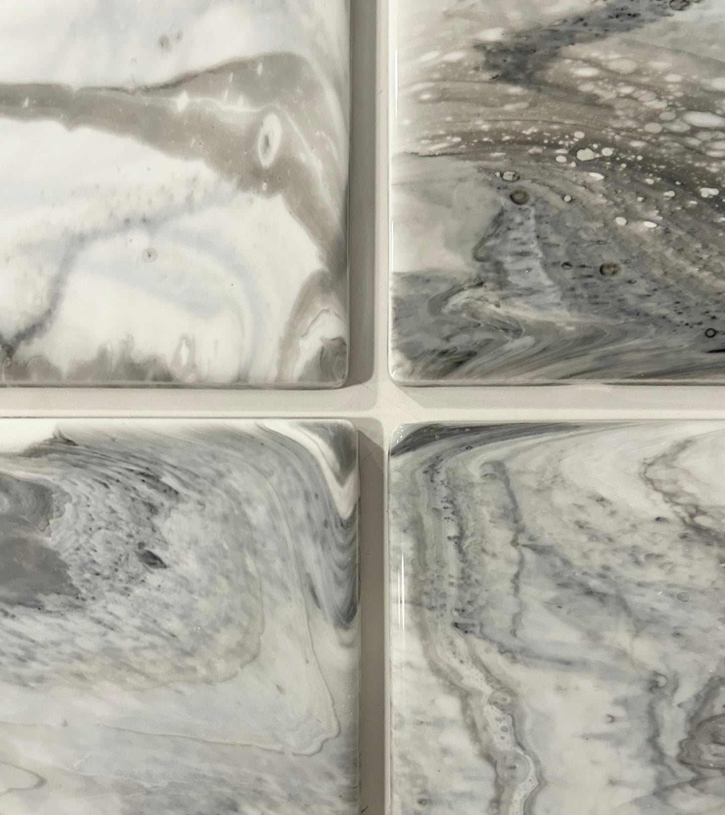 Ceramic Resin Coasters - White Marble