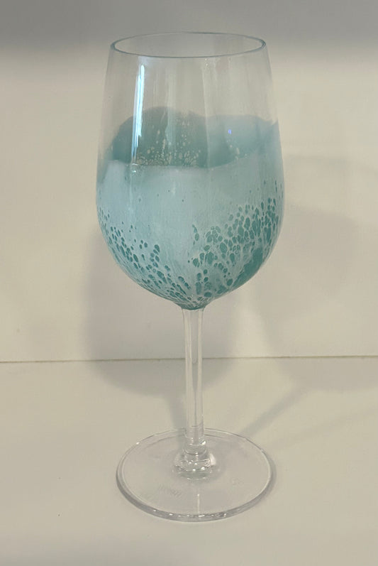 Glass Wine Glass with Stem - Okinawa Blue