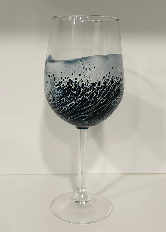 Glass Wine Glass with Stem - Midnight