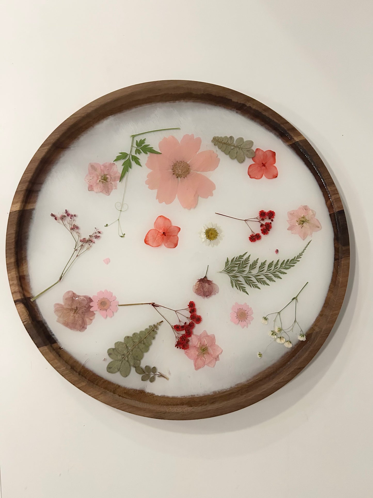 13.8" Round Tray - April Flowers/Pink